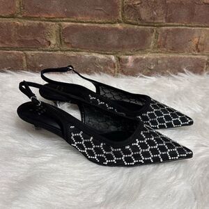 A New Day Women's Black Gigi Embellished Slingback Kitten Heels Size 7.5 NEW